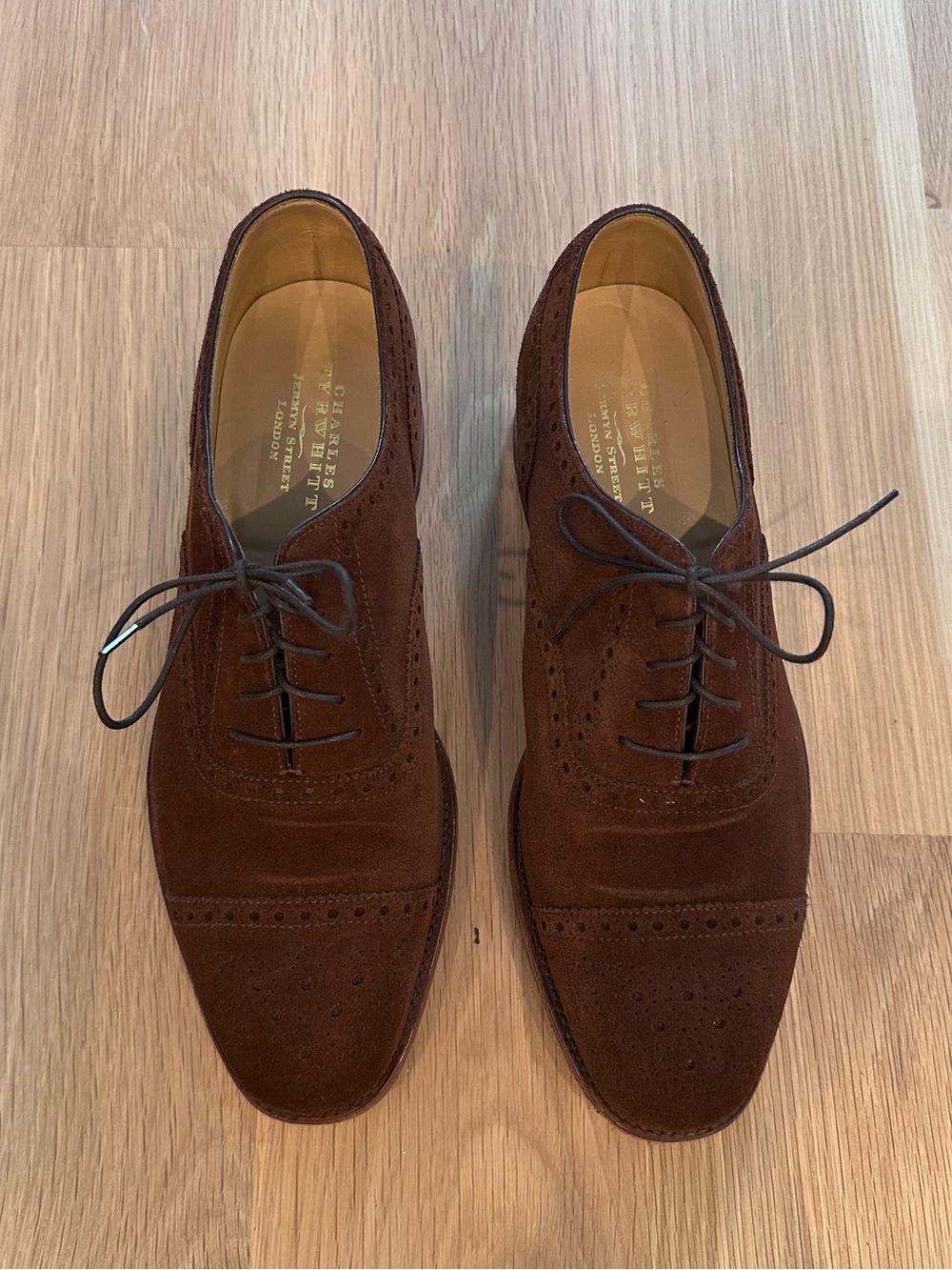 Charles Tyrwhitt Classic Men’s Brown Suede Semi-Brogue Dress Shoes